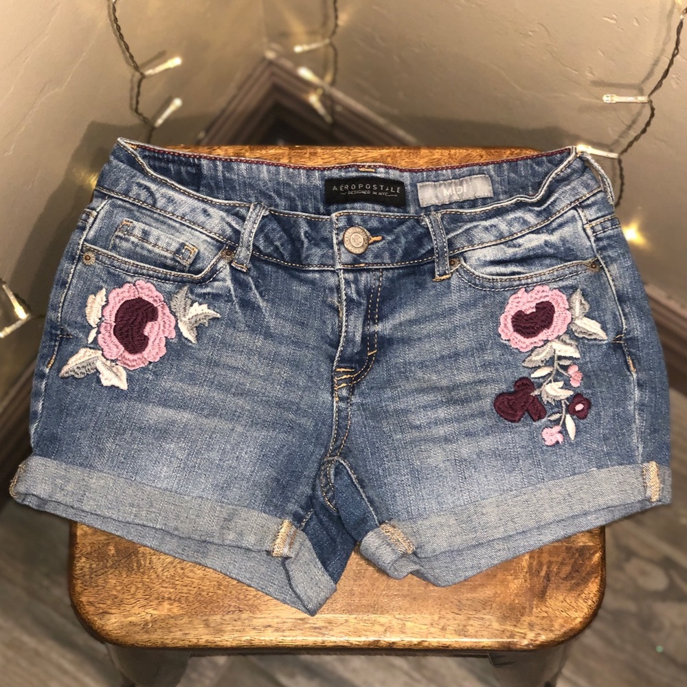 floral denim shorts